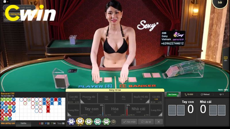 Bàn cược baccarat có sự dẫn dắt của Dealer người thật xinh đẹp